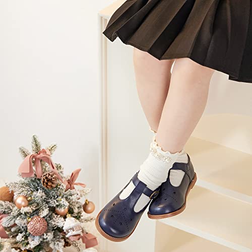 Image of Kiderence Toddler Girl Mary Jane School Uniform Dress Shoes Oxford Flats | Wide Toe Box Great Comfort for Student Shoe and Flower Girl Shoe for Wedding, Parties, Church