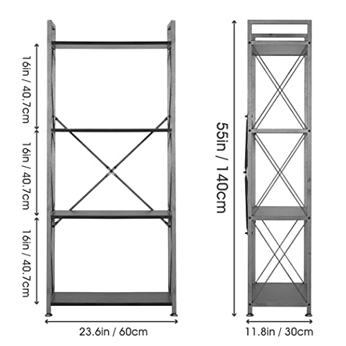 Lavievert 4-Tier Industrial Bookshelf Vintage Bookcase Shelf Organizer Rustic Wood And Metal Storage Rack For Home, Office, Garage, Kitchen, Living Room - Black #TOP2