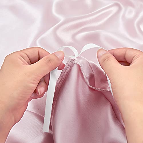 Image of Ersmak 6 Pieces Satin Duvet Cover King Size Luxury Silky Bedding Duvet Cover Set with 1 Soft Duvet Cover, 4 King Pillowcases and 1 Body Pillowcase, Blush Pink
