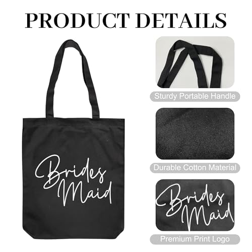 Image of LADY & HOME 6pcs Bachelorette Party Tote Bag, Bride Bridesmaid Cotton Tote Bag for Wedding Gifts