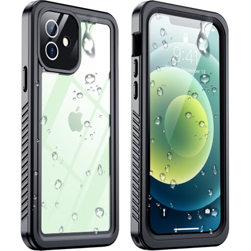 Temdan Designed for iPhone 12 Case Waterproof, Built-in Screen & Camera Protector IP68 Underwater Full Body Dropproof Shockproof Phone Case 6.1"-Black - image 1