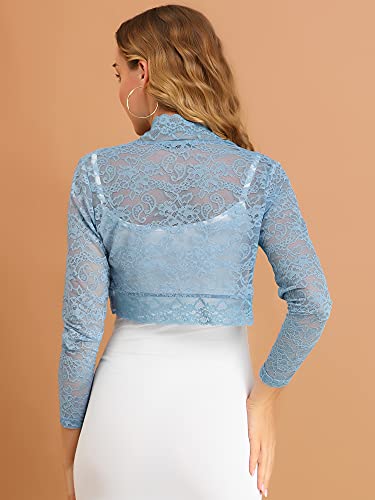 Image of Allegra K Women's Elegant Crop Cardigan Sheer Floral Lace Bolero Shrug Top