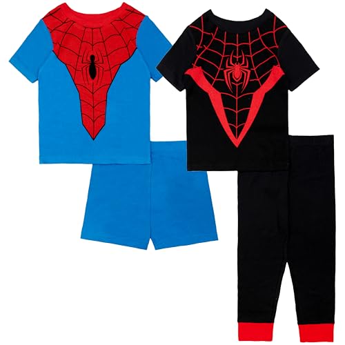 Marvel Boys 4-Piece Snug-fit Cotton Pajama Set Soft & Cute for Kids SPIDERMAN CLASSIC UNIFORM 3T