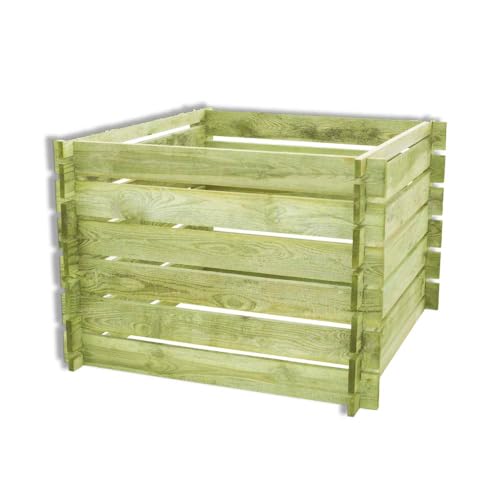 Compostador de madera de pino FSC, 100 x 100 x 65 cm, para residuos húmedos domésticos, fácil de montar, impregnado en autoclave clase III