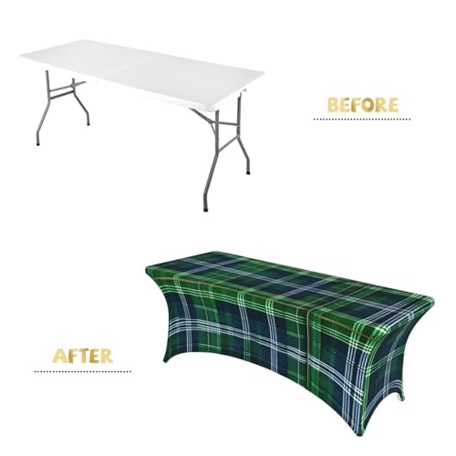Nappe de table élasthanne extensible bleu écossais pour buffet 1,8 m - 5