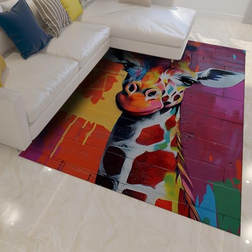 Tapis 60x90cm lavable style graffiti abstrait pour entrée et salon