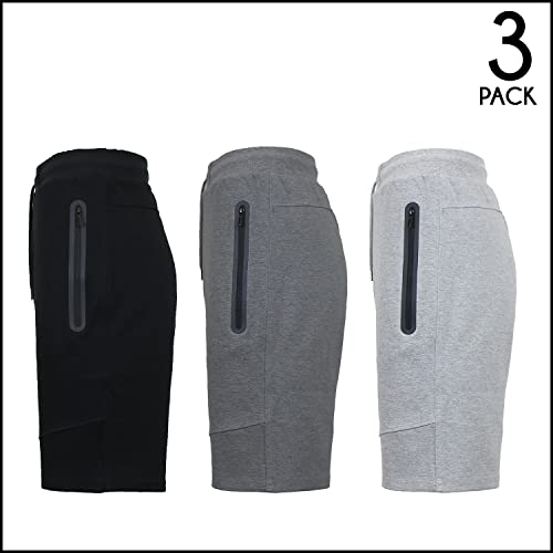 Galaxy by Harvic Men's 3-Pack Performance Jogger Shorts, Tech Fleece Active Cotton Blend Shorts with Pockets2