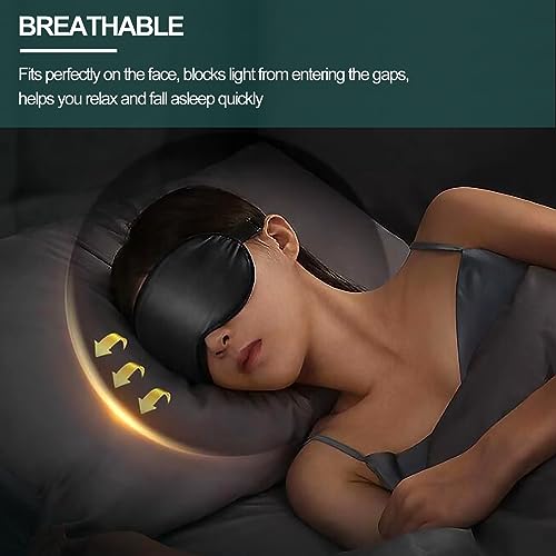 Quelcc Sleep Mask, 2 Pack Silk Eye Mask, Soft Eye Mask for Sleeping, Light-Blackout Design, with Adjustable Strap, for Night, Travel, Nap (Black) - Image 6