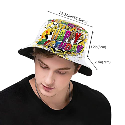Happy Birthday Printed Bucket Hats Beach Sun Hat For Women Summer Travel Outdoor Cap #TOP2