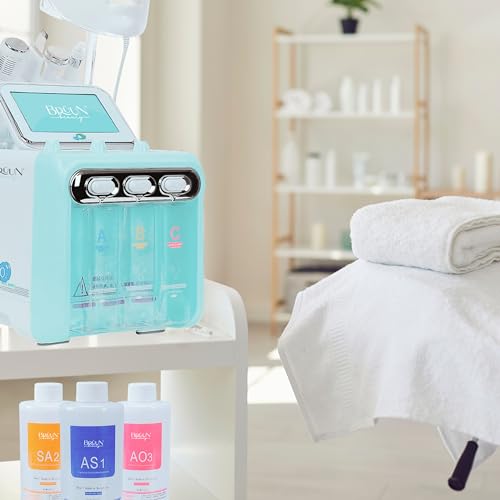 BRÜUN Hydrogen Oxygen Facial Machine Serums for Facial Cleansing – A Pack of 400ml 3 Aqua Peeling Solution AS1, SA2, and AO3 –Skin Care Hydra Solution for Vacuum face Cleaning Jet for Home and Spa - Image 4