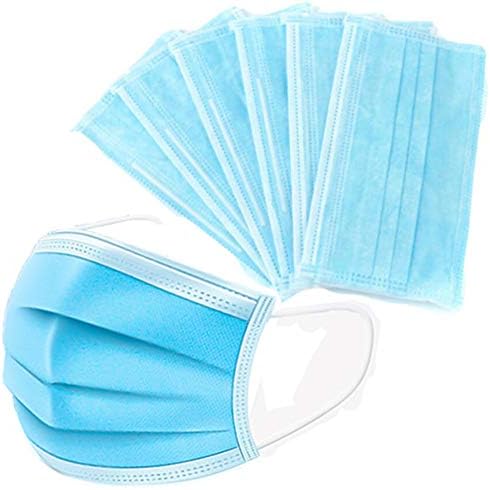 Komela 50 Pcs Disposable Face Masks, Breathable Face Mask 3 Layer Protection Facemask, Lightweight Dust Protective Facial Masks for Adult, Men, Women, Indoor, Outdoor Use