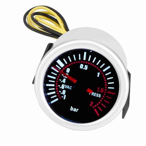 Generic LED Digital Turbo Boost Gauge Control de Alta Precisión Condición del Automóvil para Automóvil Universal 2.24 Pulgadas Plata Negro 12 V 1.87 Pulgadas Paquete de 2 Personas que Aman las