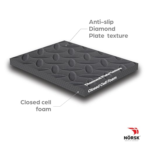 Norsk Foam Floor Gym Mats with Interlocking Tiles, .47" Thick, 24"x24",6-Pack, 24 Square Feet, Diamond Plate Design, Grey - Thumbnail 5