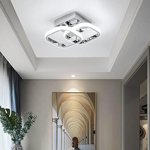 Light Fittings Ceilings Square Concise Nordic Chrome Ceiling Light for Kitchen Bedroom Study Room Corridor Ceiling Lights Cool White Light 22W