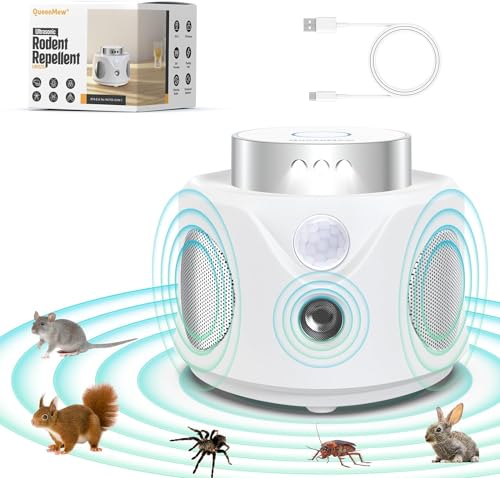 Preisvergleich Produktbild Mäusevertreiber mit Ultraschall mit 3 Sendern, Geräuschlos Mäuseschreck mit 9 Blinkendem Licht 3 Modi, Nagetiermäuse Vertreiben Einstecken, 360° Mäusevertreiber Rattenabwehr Innenbereich für Ratten