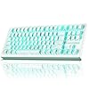 ZORNHER ZH870 Teclado mecánico inalámbrico para juegos, 80% teclado blanco para juegos con teclas de PC IMD de tela de araña blanca, interruptores lineales de sonido cremoso, intercambiables en