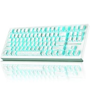 ZORNHER ZH870 Teclado mecánico inalámbrico para juegos, 80% teclado blanco para juegos con teclas de PC IMD de tela de araña blanca, interruptores lineales de sonido cremoso, intercambiables en