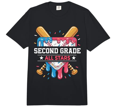 Second Grade Baseball 2nd Grade Ice Cream Drip Kids Boy Girl Comfort Colors Adult Heavyweight T-Shirt