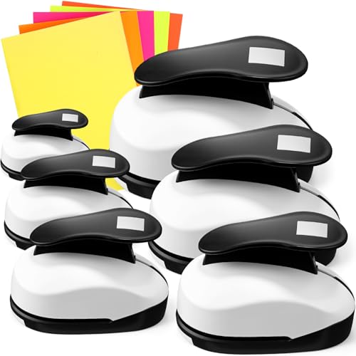 Image of CHENGU 6 Pcs Square Punch Set 3in /2in /1.5in /1in /0.6in /0.3in Scrapbook Hole Punchers Crafting with 10 Sticker Paper Square Cutter Scrapbook for Office Supplies DIY Albums Photos(Black)