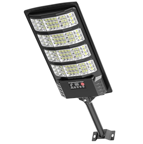 LEKIA Farola solar LED exterior, 6500 K, luz solar de exterior desde el atardecer al amanecer con sensor de movimiento y mando a distancia, lámpara solar IP66 impermeable faro de carretera con para