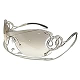 MZHOPEHB Y2K Aesthetic Snake Black Dark Wrap Around Lenses Frameless Sunglasses For Women, Rave Rimless Gradient Sunglasses For 2000s Fashion Beach Vacation Essentials Women Accessories