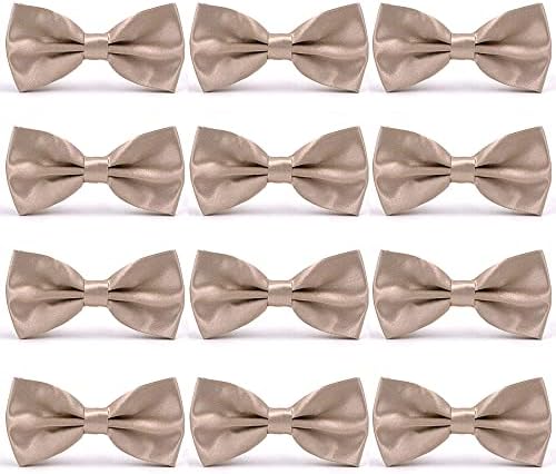 AVANTMEN Men's Bowties Formal Satin Solid - 12 Pack Bow Ties Pre-tied Adjustable Ties for Men Many Colors Option in bulk