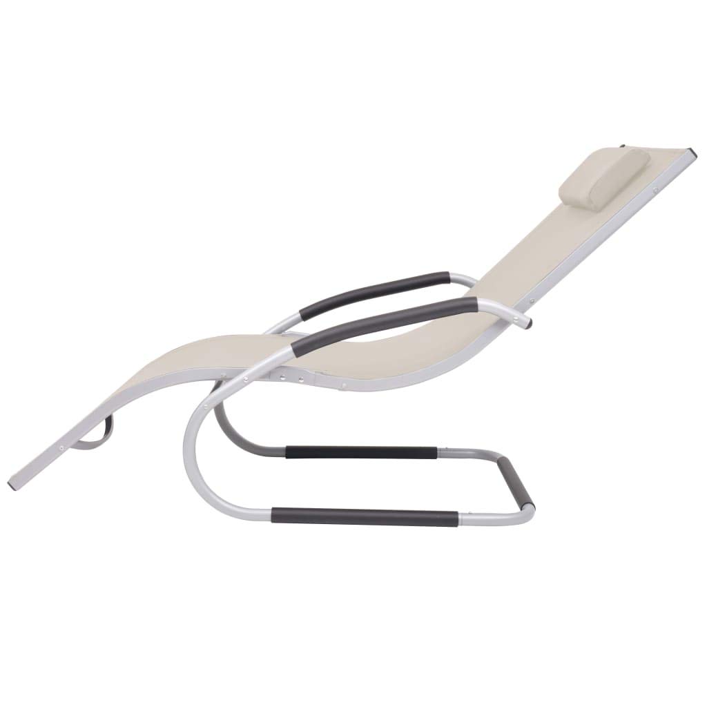 Lettino Prendisole con Cuscino in Alluminio e Textilene Crema, Sdraio da Giardino Regolabile con Schienale Ergonomico, Letto Solarium Resistente agli Agenti Atmosferici per Patio, 62 x 152 x 88 cm