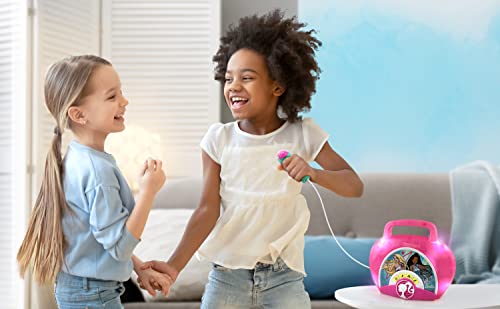 Ekids Barbie Sing Along Boom Box Speaker With Microphone For Fans Of Barbie Toys, Kids Karaoke Machine With Built In Music And Flashing Lights #TOP3