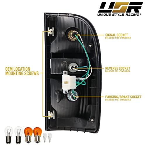 Usr Depo 01-04 Tacoma Tail Lights - Jdm Style Red/Clear Lens Rear Tail Lamps Set (Left + Right) Compatible With 2001-2004 Toyota Tacoma Pickup Truck (6 Bulbs And Sockets Included) #TOP6