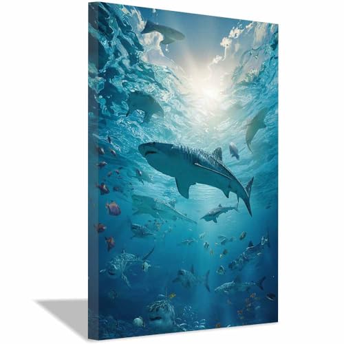 Toile banc de requins de haute qualité avec cadre 60x90cm
