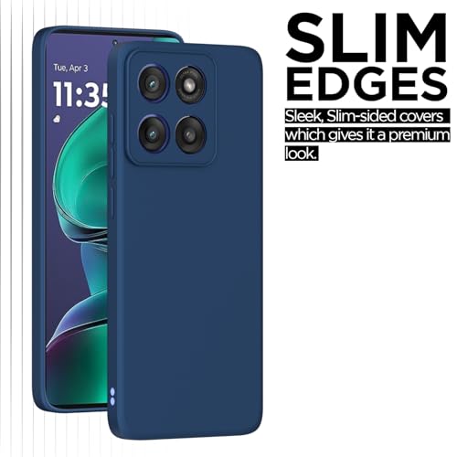 Image of Outlouders Back Cover for Motorola Moto Edge 60 Stylus 5G | Camera Protection | Durable Soft Matte Silicone Bumper Case (Blue)
