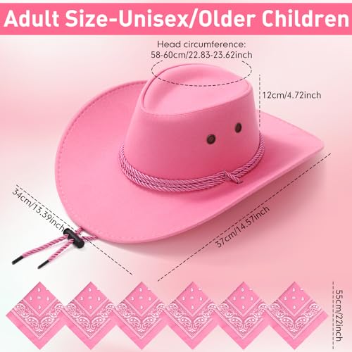 Image of Zhanmai 12 Pcs Cowboy Hat and Bandana Cowboy Cowgirl Hats Bulk Western Party Costume Halloween Accessory