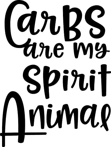 Carbs are My Spirit Animal Funny Food Bread Yummy Diet Wall Decals for Walls Peel and Stick Wall Art murals Black Small 8 Inch