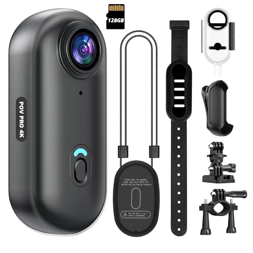 4K Mini WiFi Action Camera 128GB Thumb POV Portable...