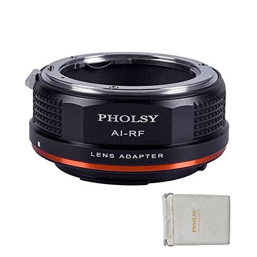 PHOLSY Adaptador Objetivos Montura para Objetivos Nikkor F (AI) y Cuerpo Cámara Canon RF, EOS R, R6 Mark II, R7, R8, R10, R3, R5, R5C, R6, EOS RP, R50, Compatible con Nikon F RF