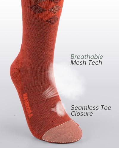 VANRORA 2-Pair Merino Wool Ski Socks, Made in USA Lightweight Snowboard Socks for Men & Women (Keystone)4
