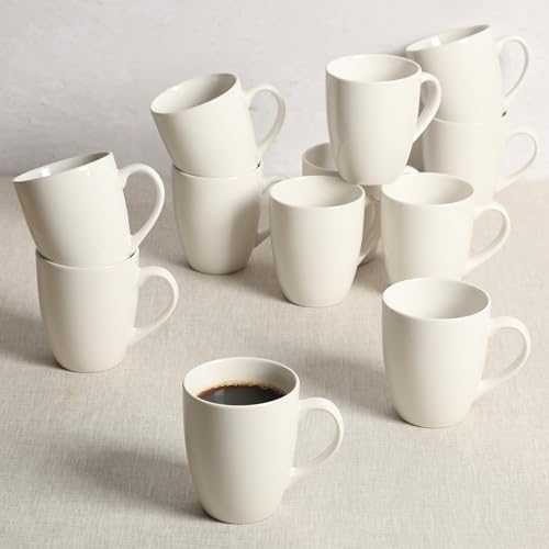 Gibson Home Great Essentials 12 Ounce Porcelain Coffee Mugs - Set of 12 - Cups for Latte, Hot Tea, Cappuccino, Mocha, Espresso, Cocoa by Gibson Home - Used condition - Image 4