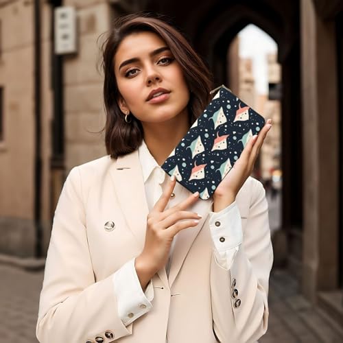 Cute Stingray Print Wallet Women Men, Long PU Leather Wallets for Women, Cute Womens Travel Wallet Purse Pouch with Zipper Pocket 6