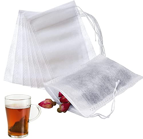 200 Stück Leeres Teebeutel feine Teefilter, Teefilterbeutel Einweg Teebeutel, Teefilter Tunnelzug Tasche Bag Teefilter Feine für Tee Obsttee Teeblumen Gewürz Kräuterpulver