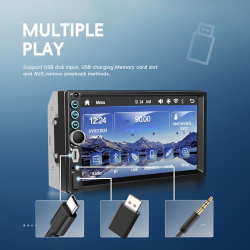 Radio para Carro Doble Din 7 Pulgadas con Bluetooth miniatura 5