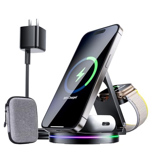 3 in 1 Wireless Charging Station for Apple Charger, 30W Fast Mag-Safe Qi2-Certified Magnetic...