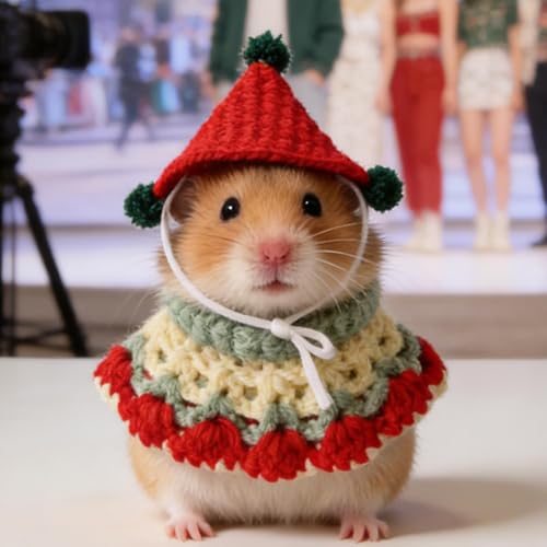 Suéter de hámster transpirable, ropa para hurón y chinchilla con sombrero 3