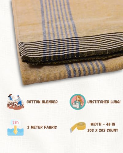 Image of Self Design Blended Solid cotton lungi for men | Daily Wear, Home Wear & Relaxation | 2 Meter | Unstitched
