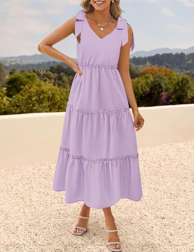 Image of ZESICA Womens 2026 Summer Casual Spaghetti Strap Midi Dress