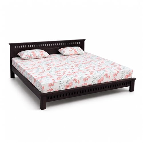 Image of SONA ART & CRAFTS Kuber Solid Sheesham Wood King Size Platform Bed Without Storage | Wooden King Size Cot Bed | Double Bed for Home - Walnut Finish (Assembly Included)