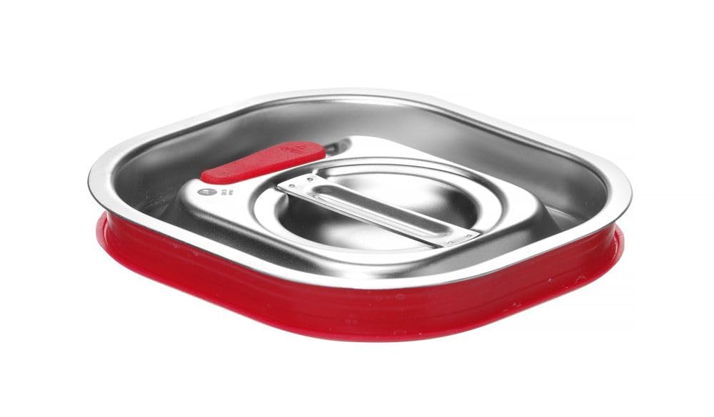 HENDI Coperchio per Contenitore GN 1/6, in Acciaio Inossidabile, con Bordo in Silicone e Valvola di Vuoto, Chiusura Ermetica, Resistente da -40° a 121°C, 176x162mm