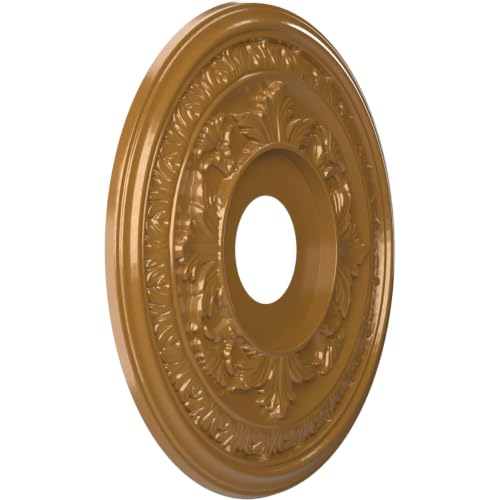 Image of Ekena Millwork CMP16BADVG Baltimore Thermoformed PVC Ceiling Medallion (Fits Canopies up to 6 1 /2 inch), 16 inchOD x 3 1 /2 inchID x 1 inchP, Universal Aged Metallic Vintage Gold
