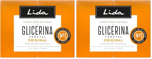 Lida - Pastilla de Jabón para Manos Glicerina 100% Natural - 2 Uds (Paquete de 2)