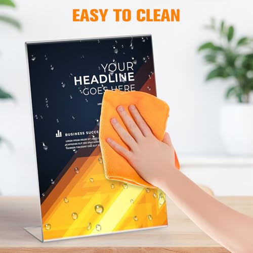 Acrrynii 6 Stück Plexiglas Aufsteller a4, Transparenter Acryl Tischaufsteller A4, L-Ständer Schräg Schilderhalter A4, Werbeaufsteller A4 für Menükarte, Werbung, Restaurants, Hotels, Cafés, Büros