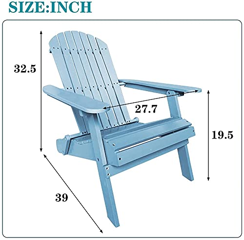 Bstophkl Adirondack Chair, Set Of 2 Outdoor Chair Folding Wooden Patio Chair, All-Weather Fire Pit Chairs Seating Polywood Outdoor Furniture For Lounge Porch Deck Garden Campfire（Turquoise） #TOP6